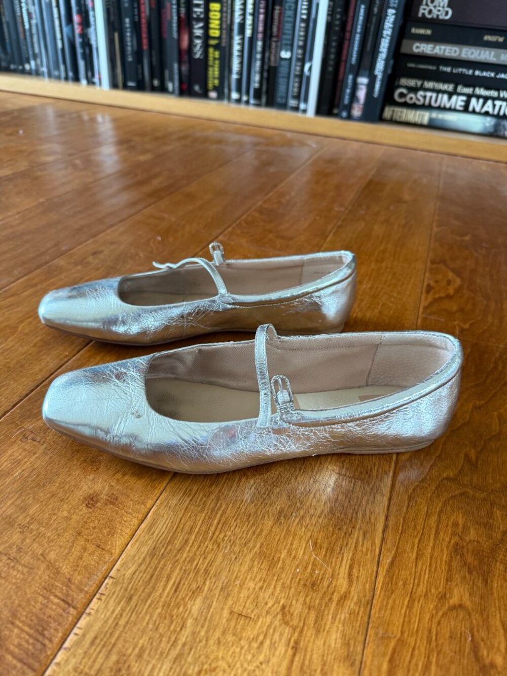 Dolce Vita REYES Silver Leather Square Toe Ballet Flats | Size 8.5 - Picture 3 of 4
